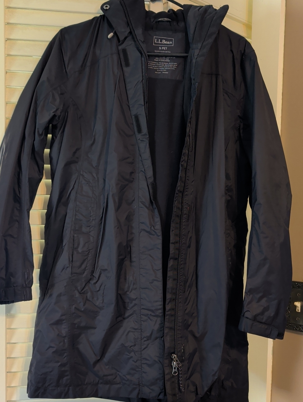 L.L. Bean Fleece Lined Long Length Raincoat XS Petite